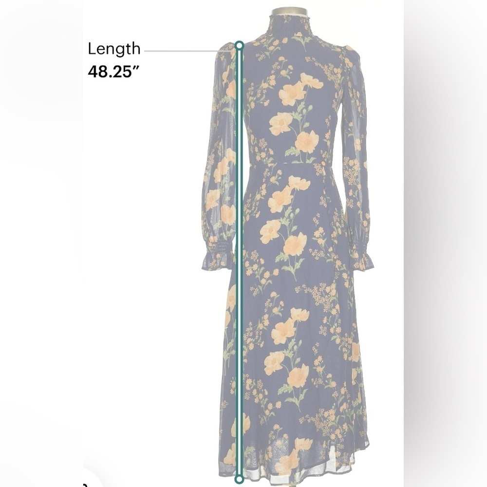 NWT Reformation Stevi Floral Mock Turtleneck Midi-Dress size 2 - Picture 7 of 13